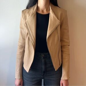 Vince Tan Leather Moto Jacket